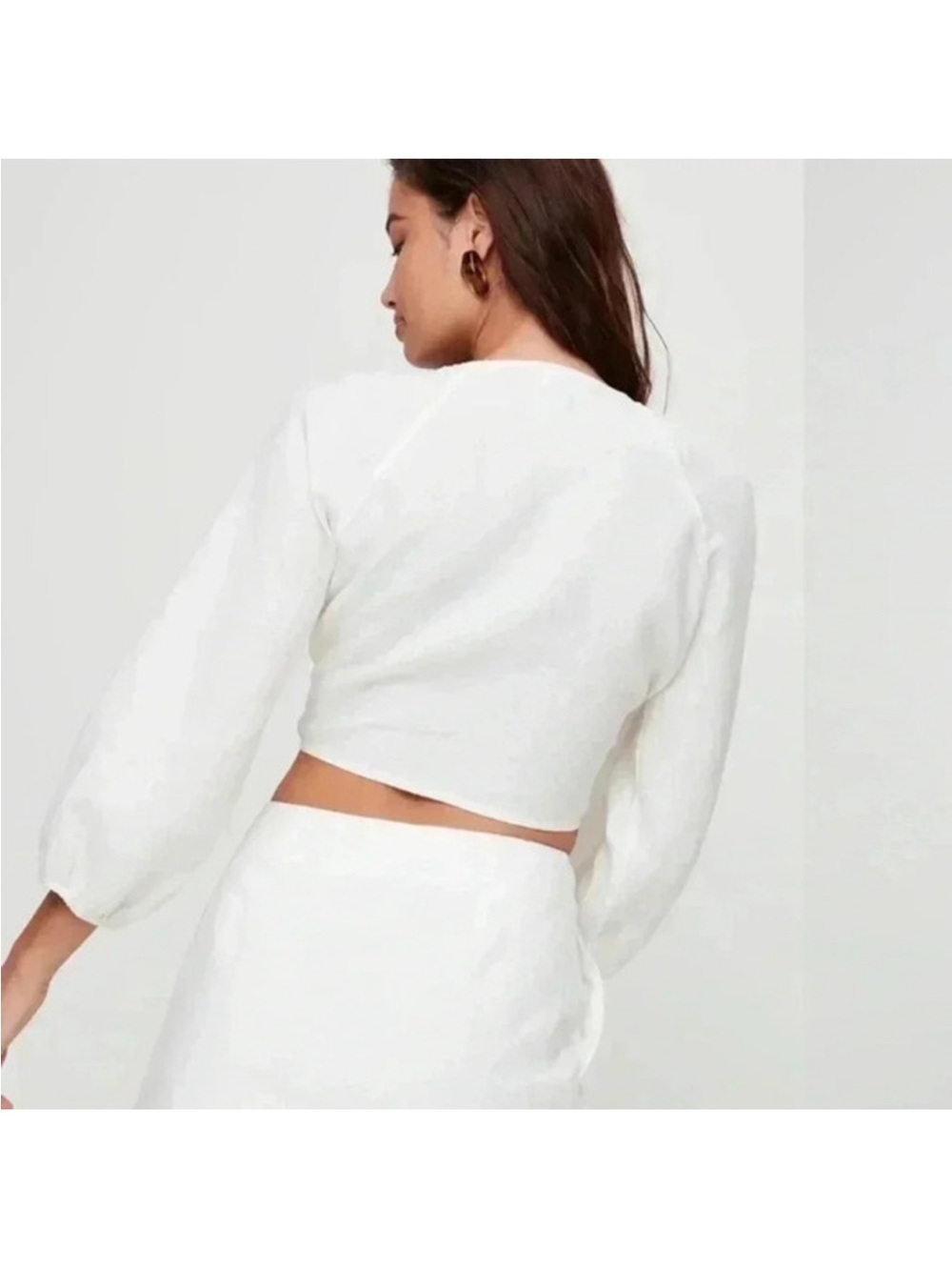 Women's White Tie-Front Blouse - Picture 4 of 9